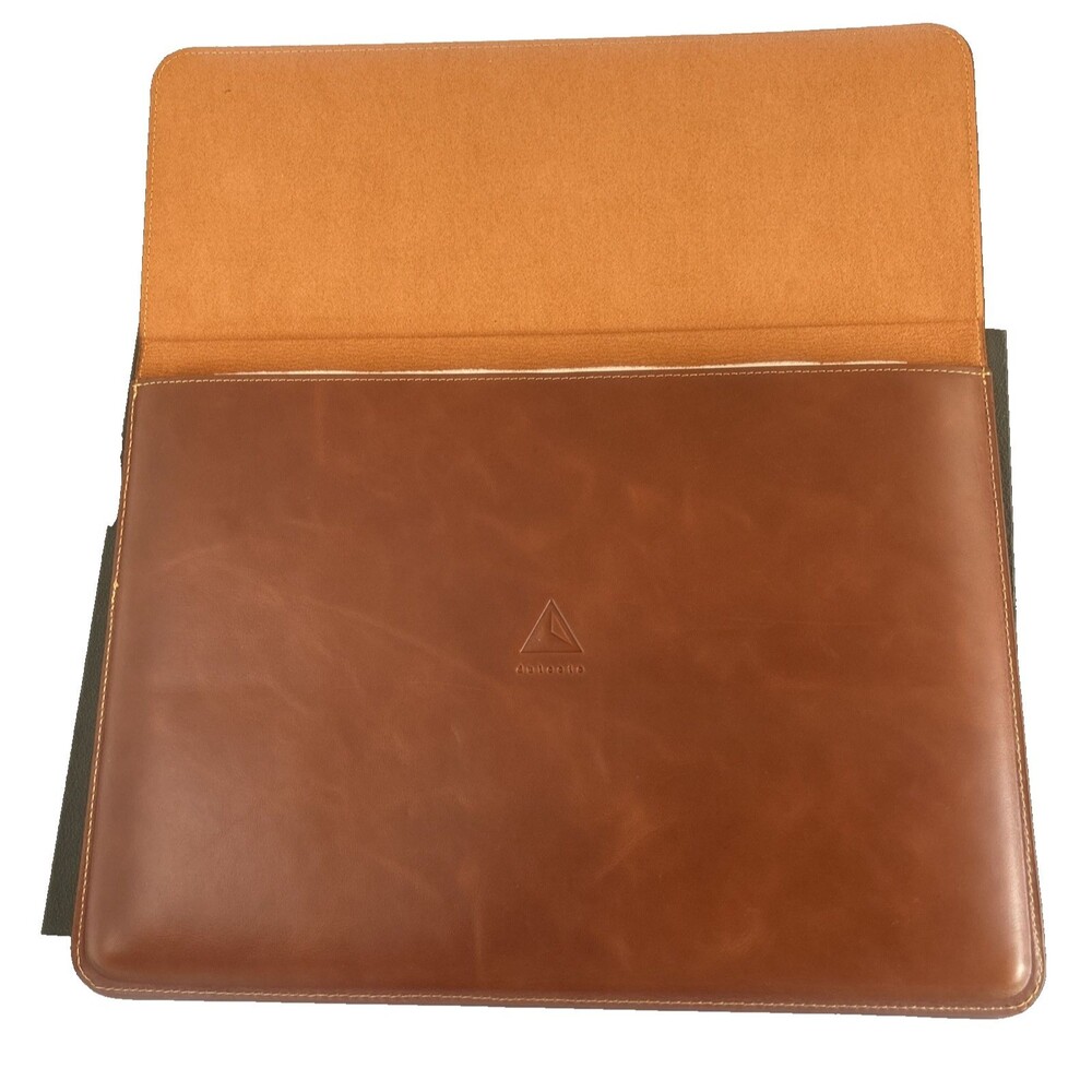 Dulccio Leather Laptop Case Envelope Tan Color Compatible Macbook Air 13" NEW - Picture 3 of 11